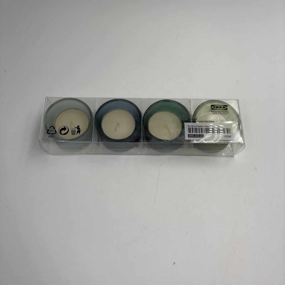 New Ikea Parant Votive Tea Light Candle Holders Frosted Green Blue Glass 2002